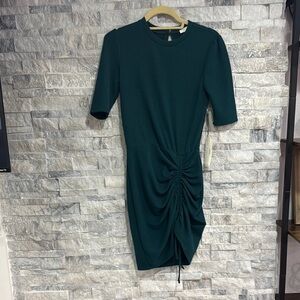 Elegant Green Ruched Dress by June & Hudson